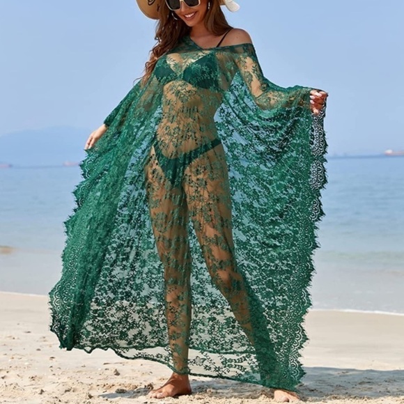Beach Cover Up Boho Lace Kimono Bikini Robe Swimsuit Bathing Suit Costume Role - Picture 1 of 5